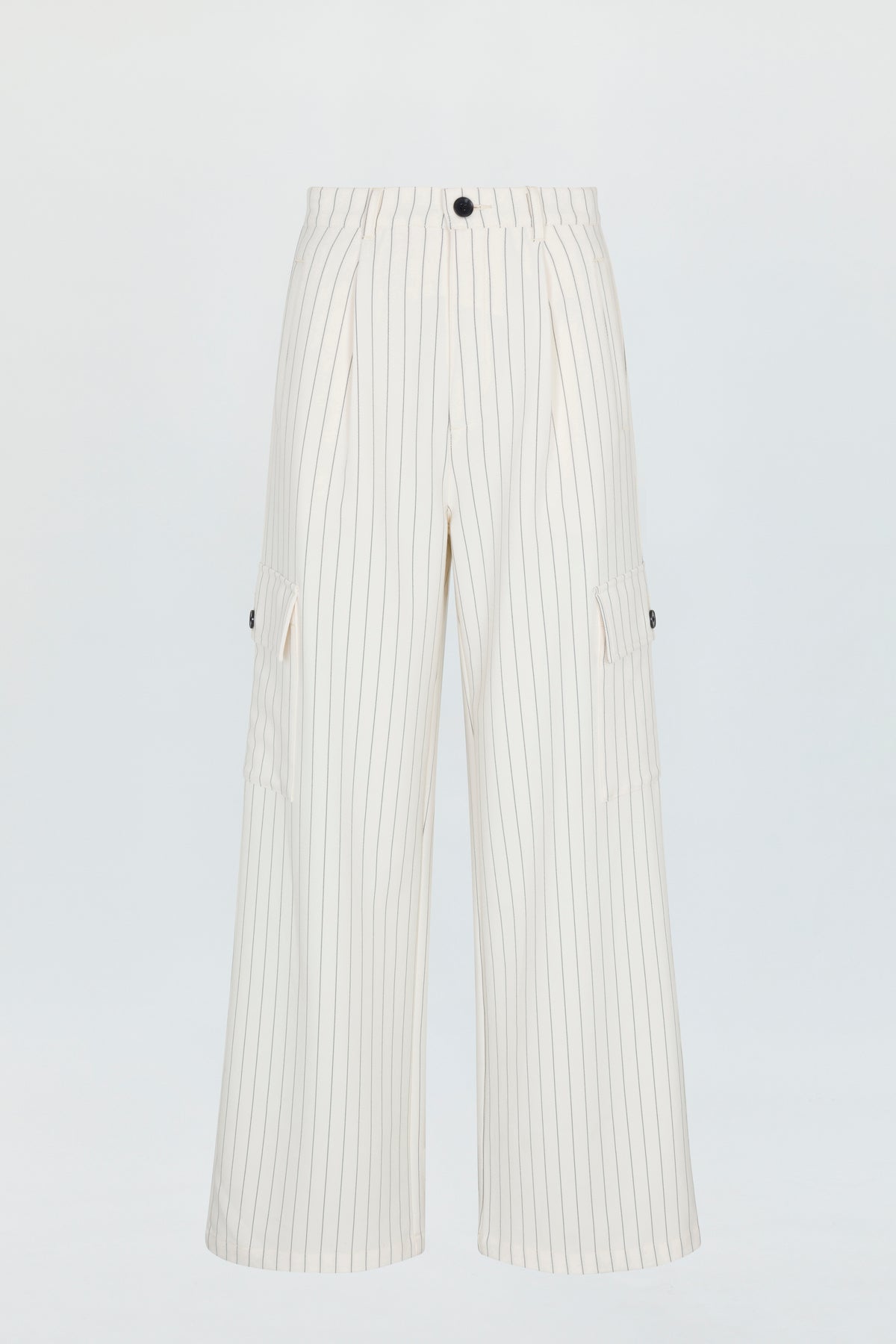 Brynn High Rise Relaxed Trouser - Le Blanc Pinstripe