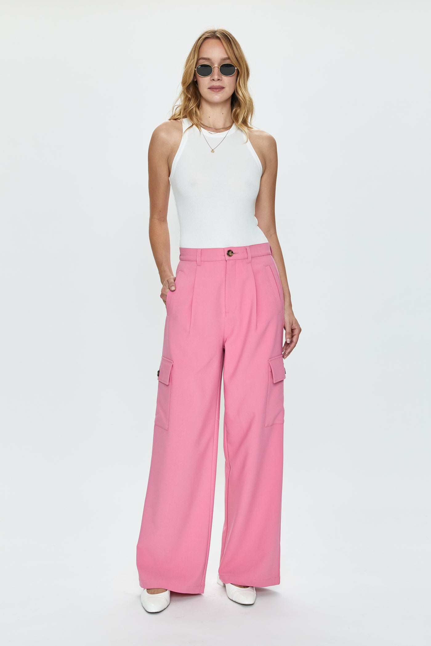 Women's Velvet Cargo Trousers | Antique Pink Cargo Trousers | Pompeia