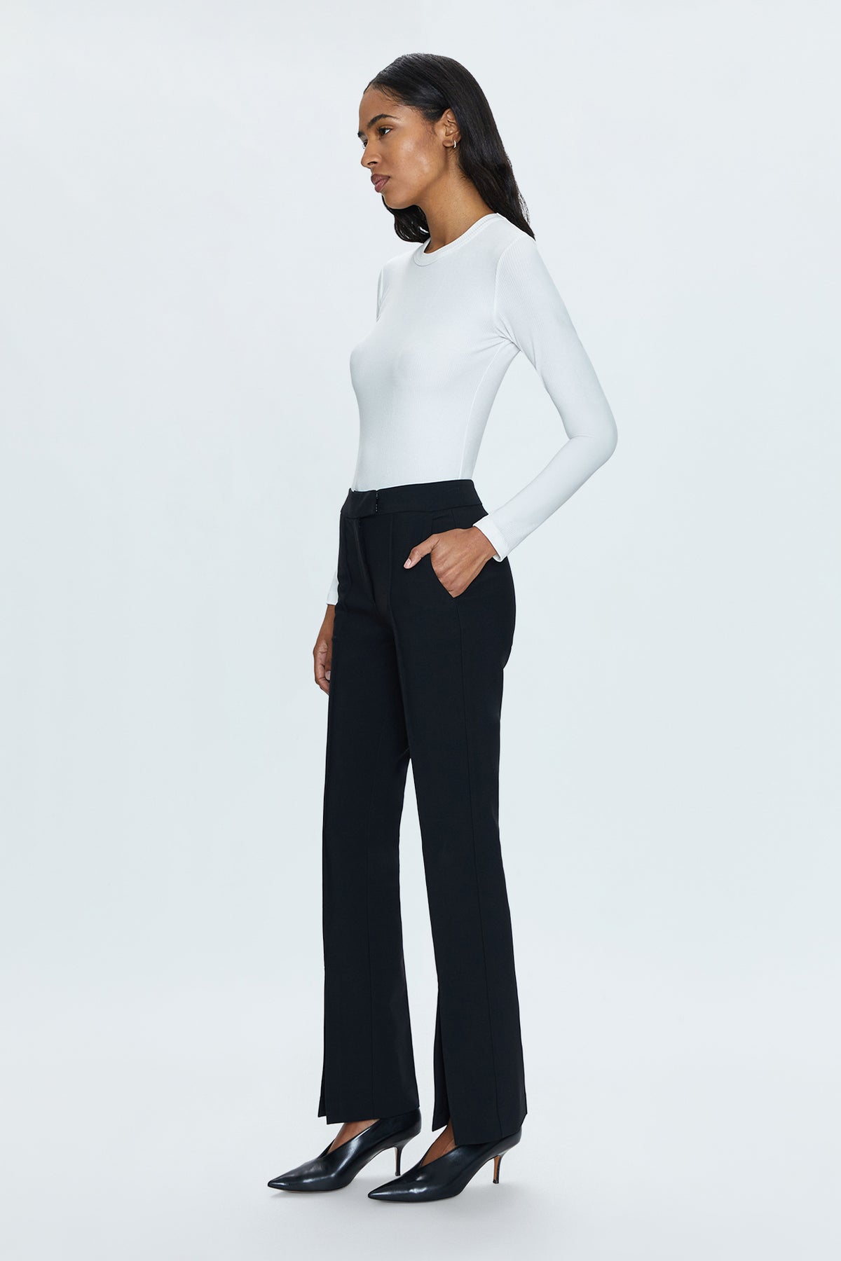 Diana Front Slit Trouser - Black