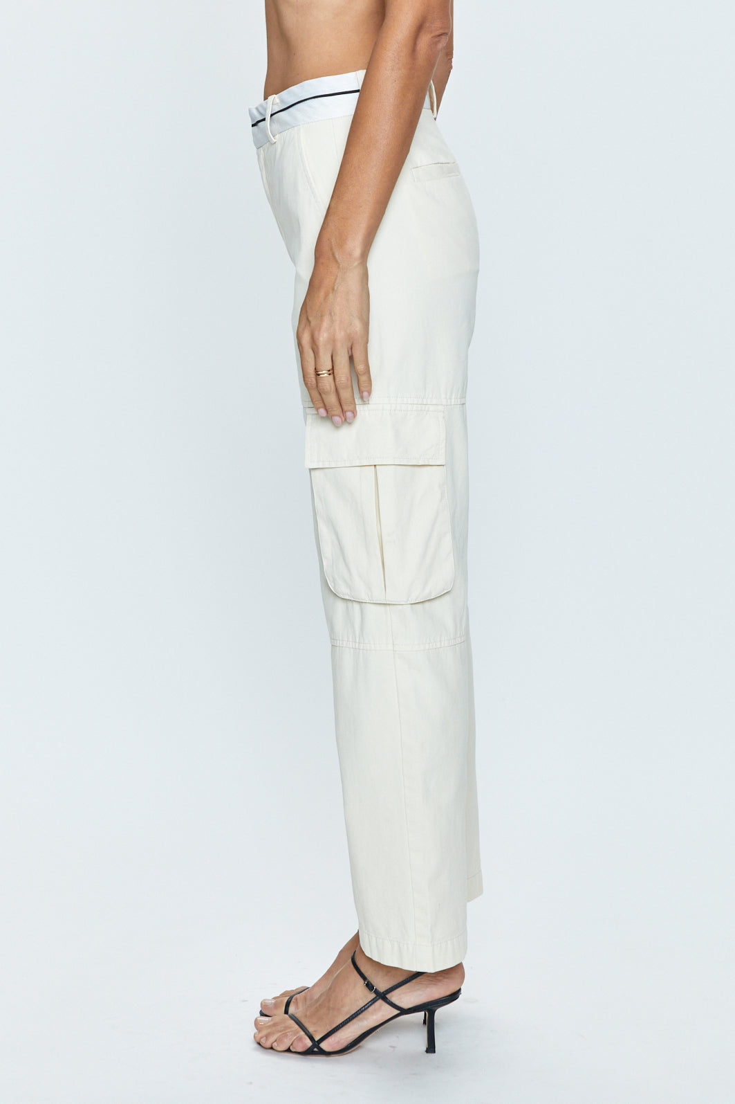 Addie High Rise Trouser - Eggshell