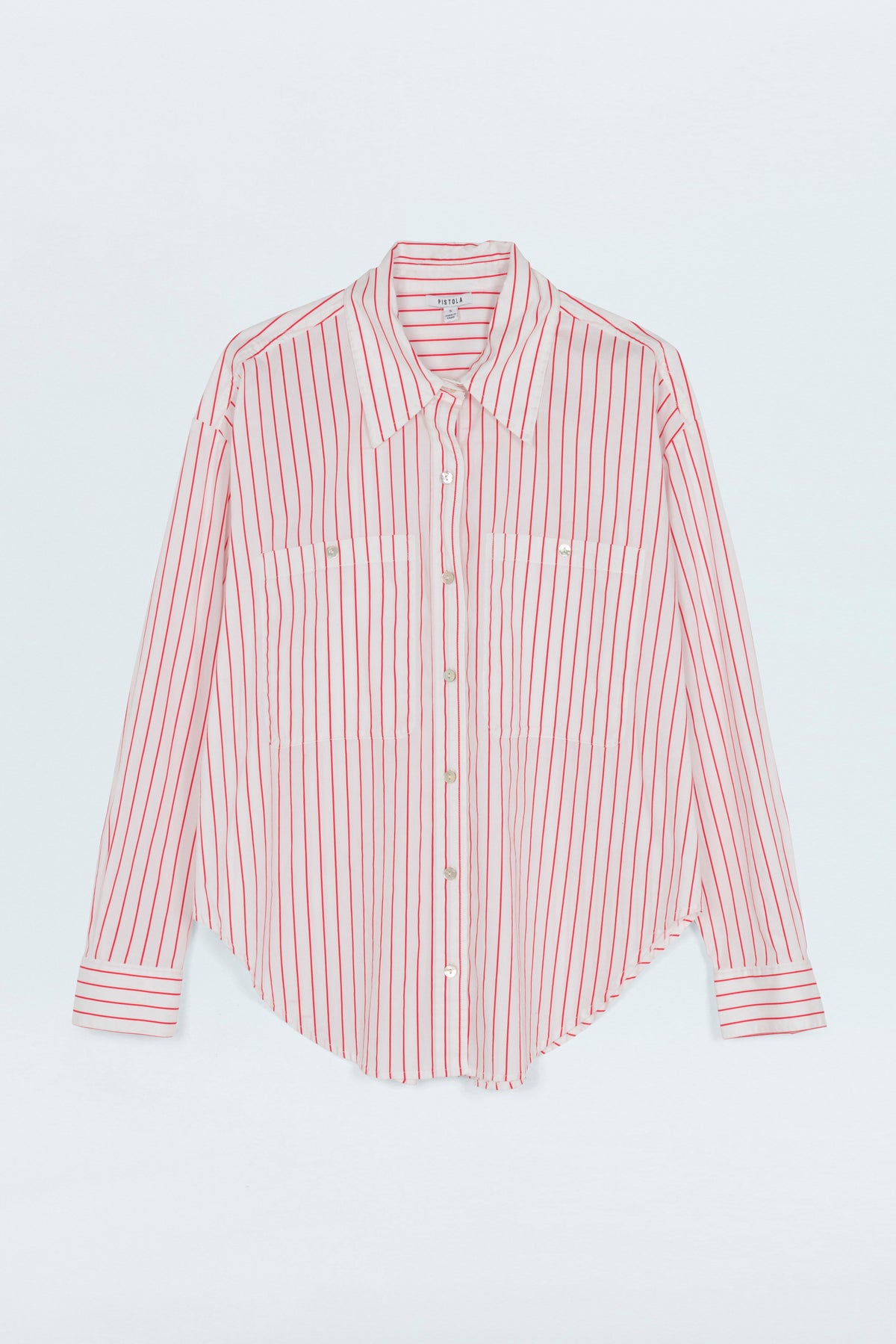 Samantha Oversized Button Up Shirt - Ruby Stripe