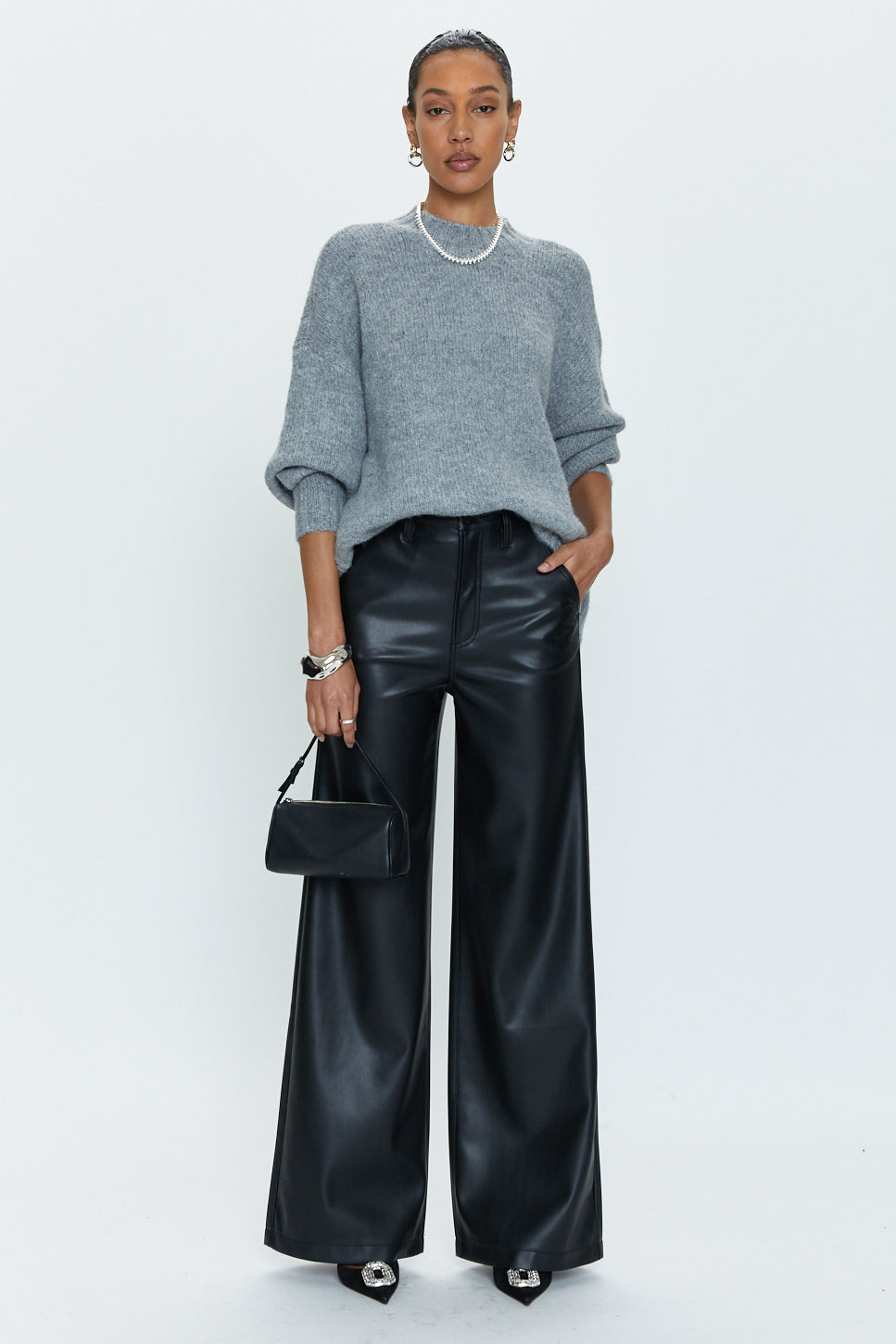 Buy Super High-Rise Leather Pant for N/A 0.0 | rag & bone | Wide leg pants  outfit, Brown leather pants, Leather pant